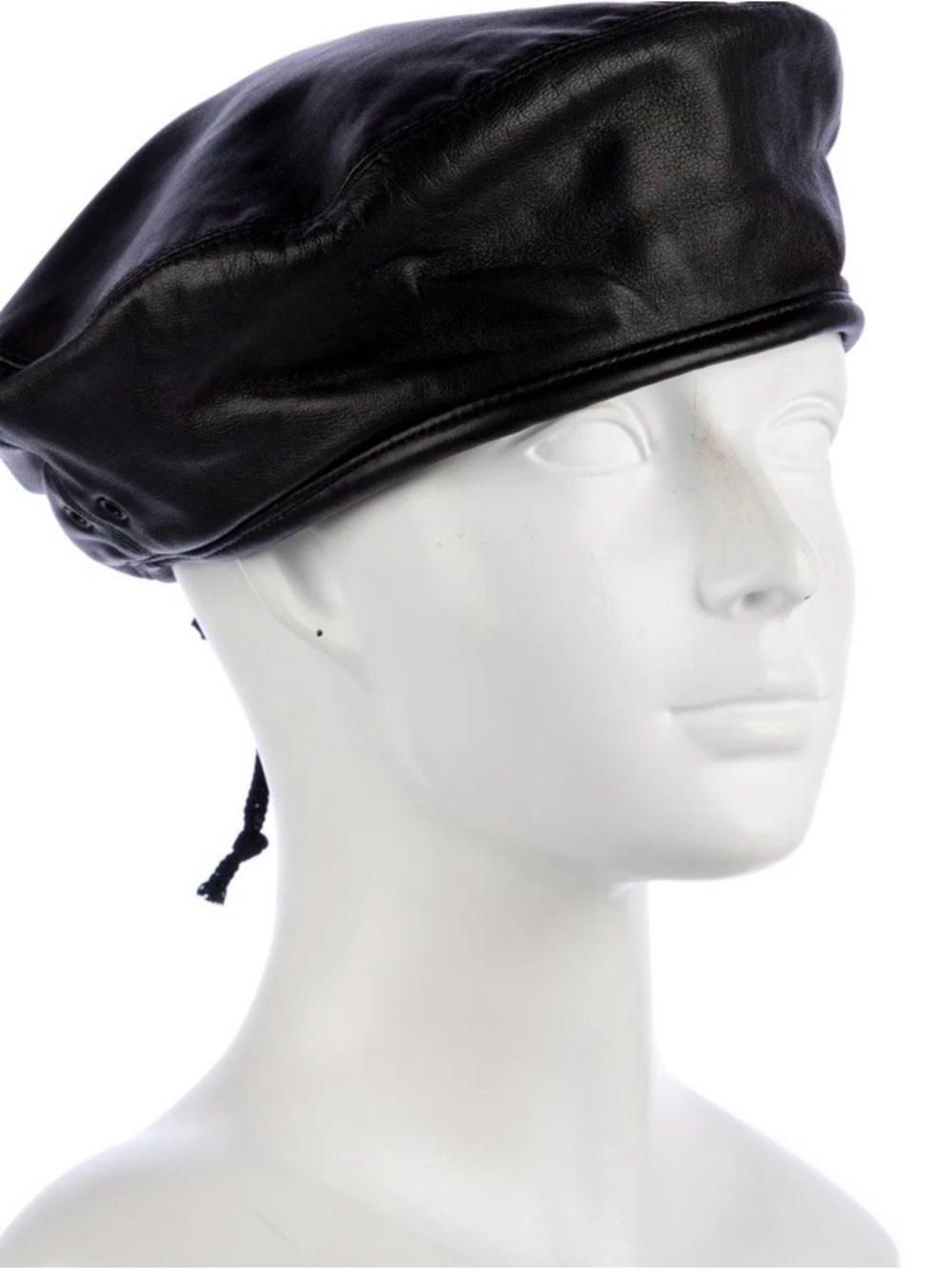 Eric Javits Soft Black Leather Beret - designer lamb Parisian EUC